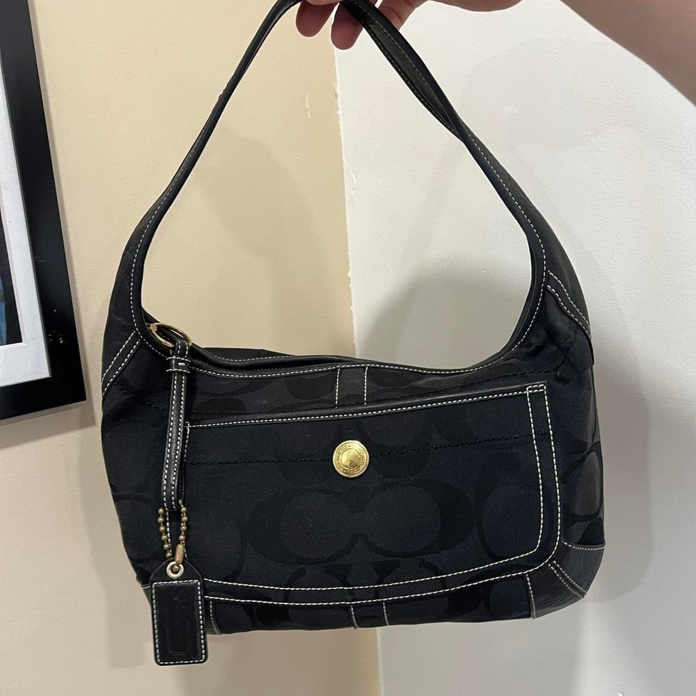 y2k 2000s Coach Black Signature C Monogram Ergo Hobo Shoulder Bag / handbag